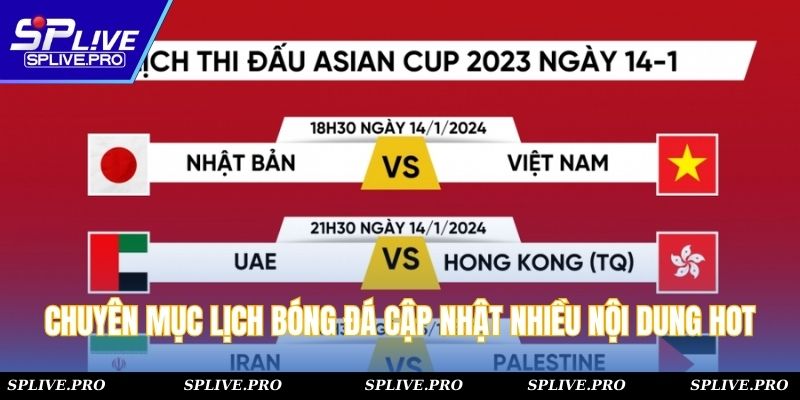 Chuyên mục lịch bóng đá cập nhật nhiều nội dung hot