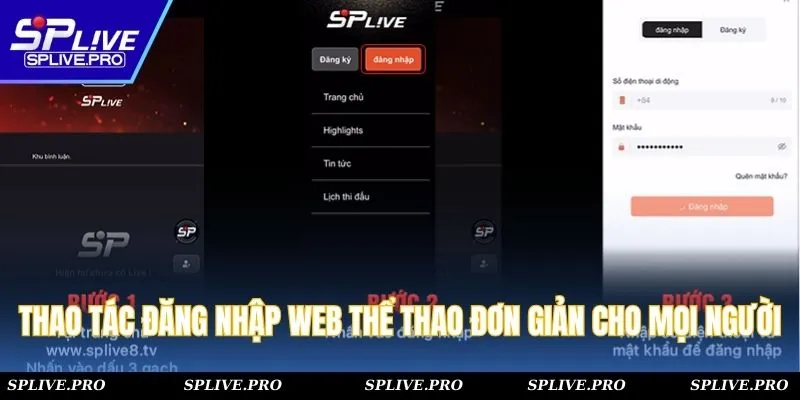 Thao tác đăng nhập web thể thao đơn giản cho mọi người
